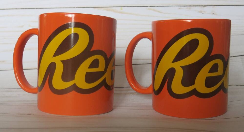Hershey REESES PEANUT BUTTER CANDY Coffee Mugs Set of 2 Collectible Never Used